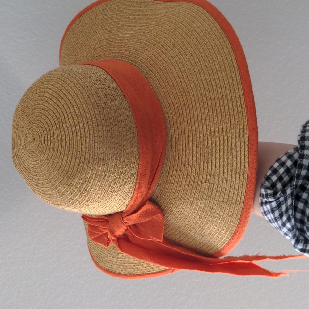 Sunhat beach hat straw hat, orange, like new